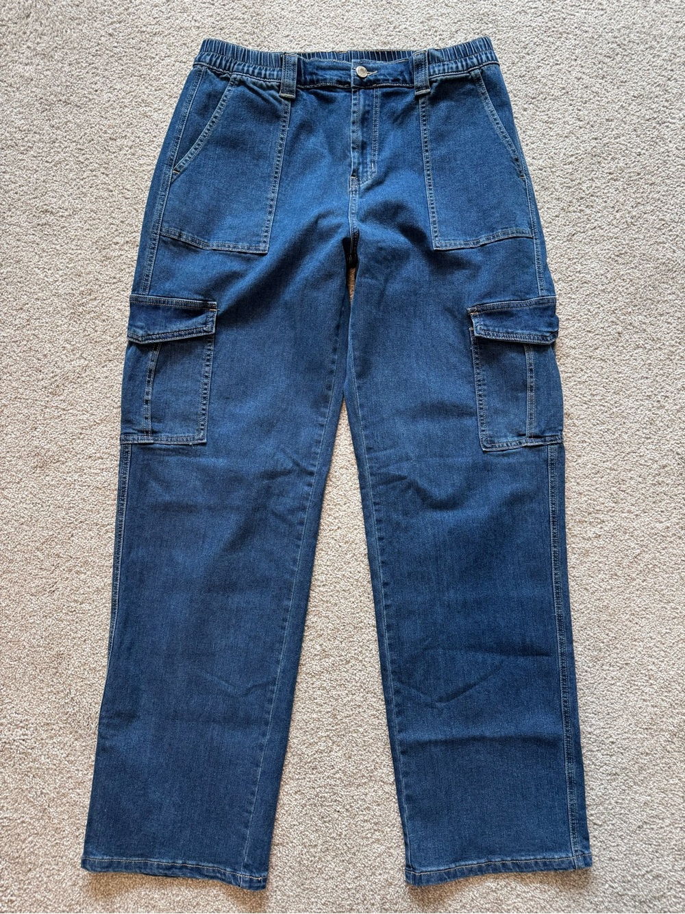 Elastic Waist Cargo Jeans NWOT